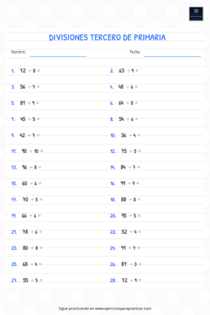 divisiones de tercero de primaria