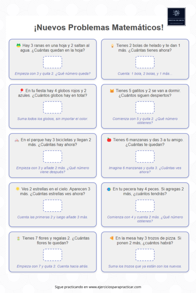 Problemas matematicos para niños de 6 años