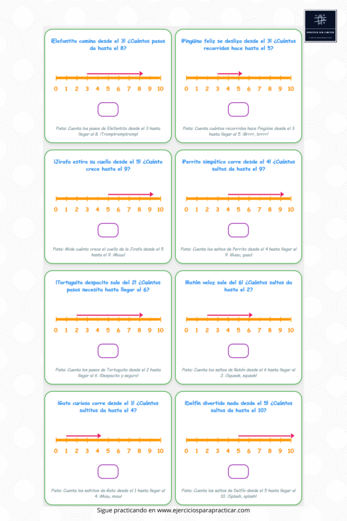 Ejercicios de recta numérica para primero de primaria