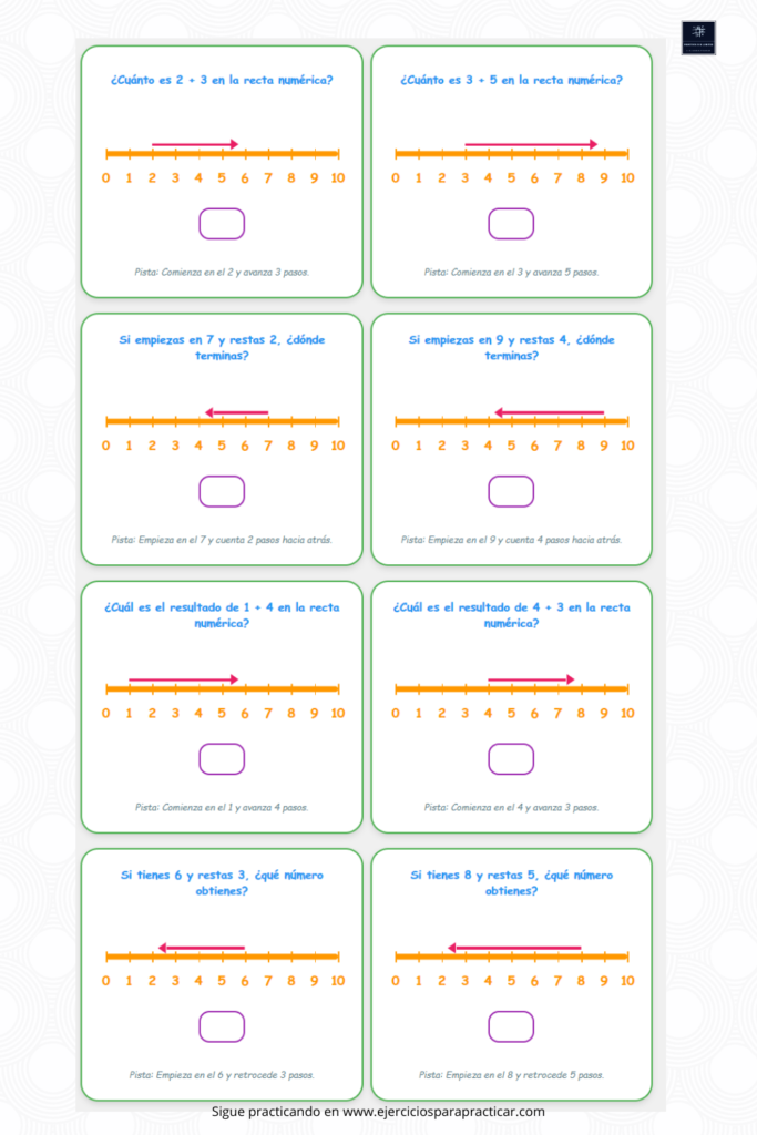 Ejercicios recta numerica primaria