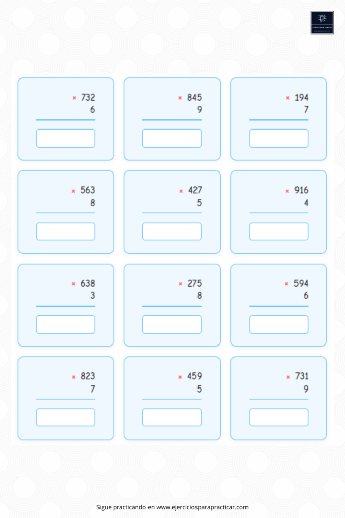 ejercicios multiplicaciones 3 primaria