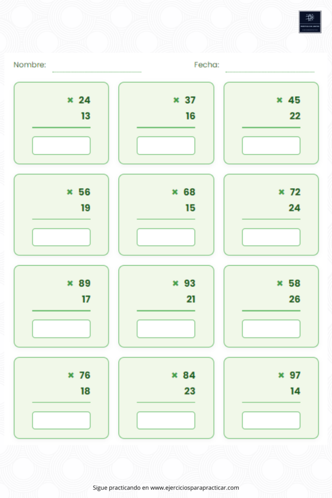 ejercicios multiplicacion 3 primaria