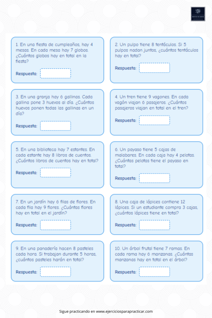 problemas de multiplicar 3 primaria