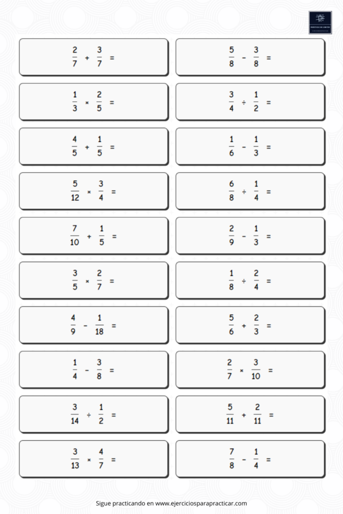 fichas fracciones 3 primaria