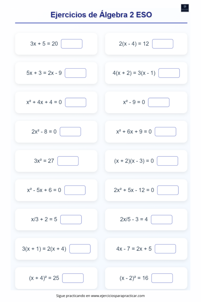 Álgebra segundo de la ESO