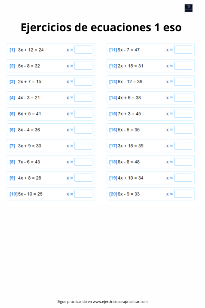 ejercicios de ecuaciones 1 eso