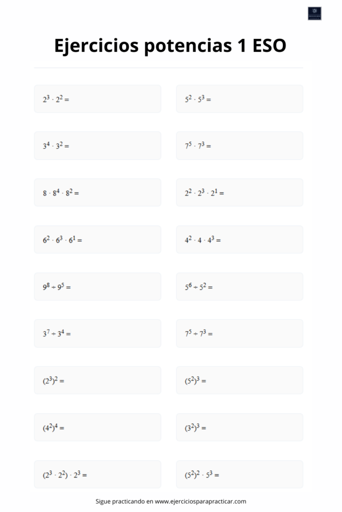 ficha potencias 1 eso