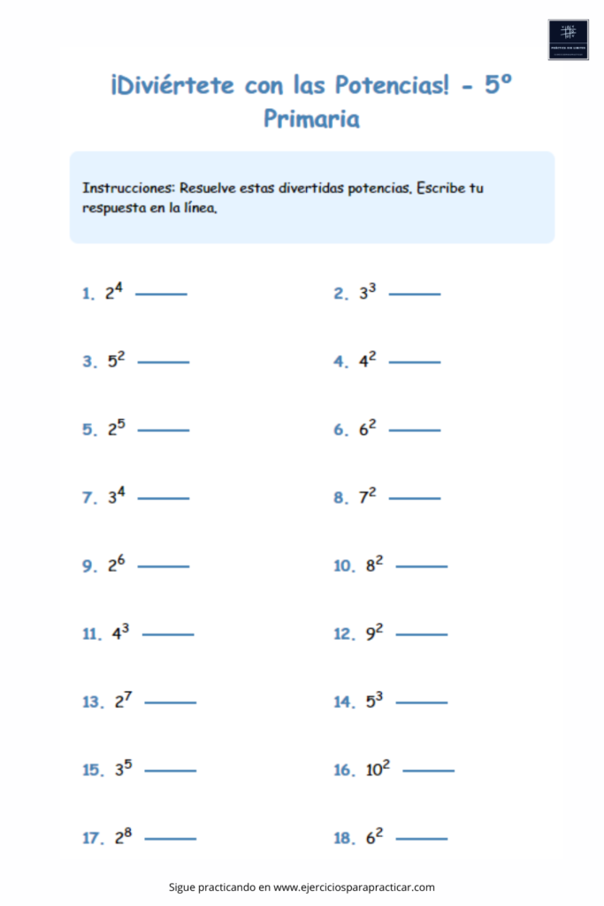 Potencias quinto de primaria