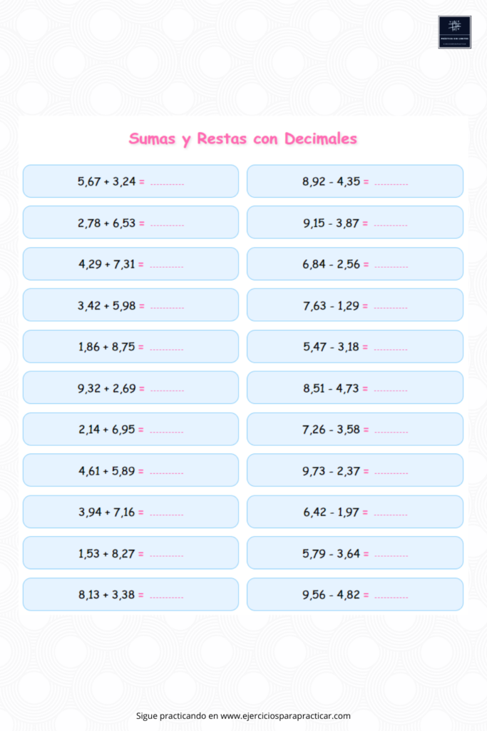 ejercicios decimales 4 primaria