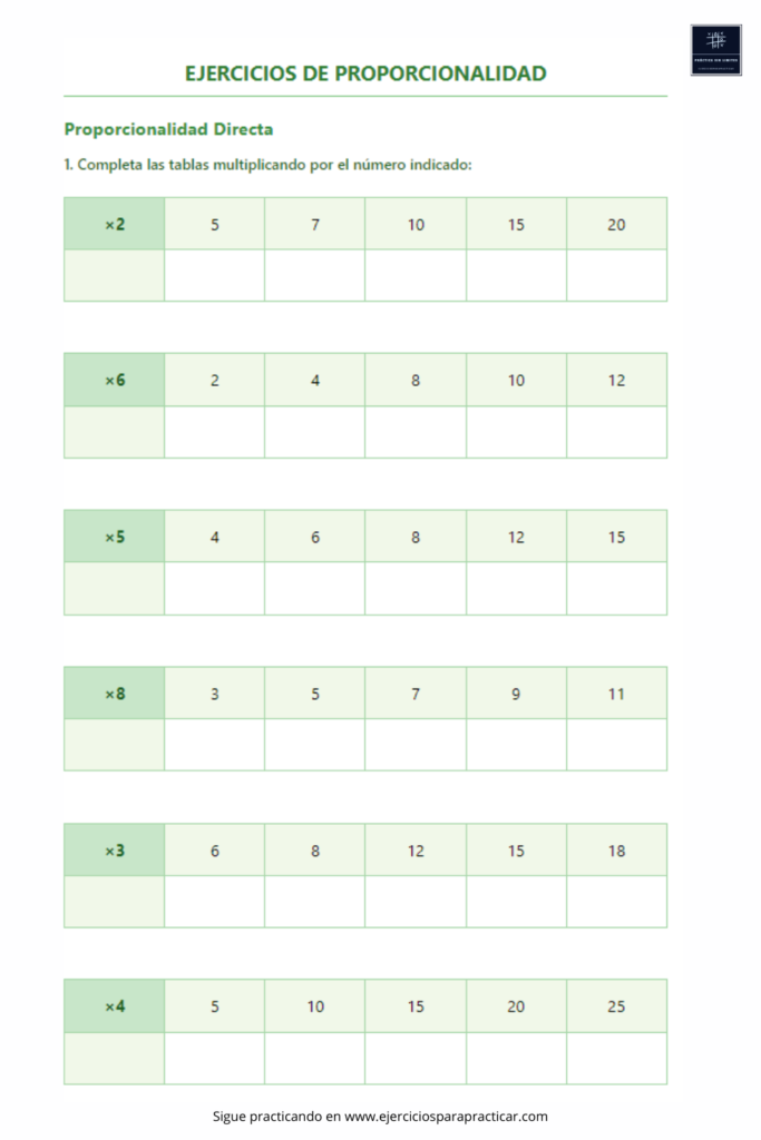 ejercicios de proporcionalidad