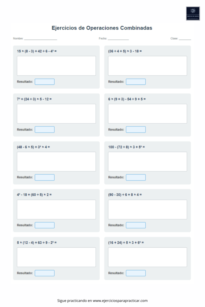 ejercicios operaciones combinadas 6 primaria