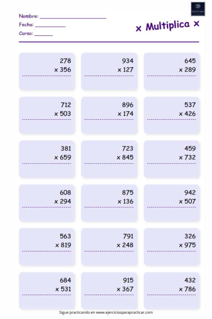 multiplicaciones quinto de primaria