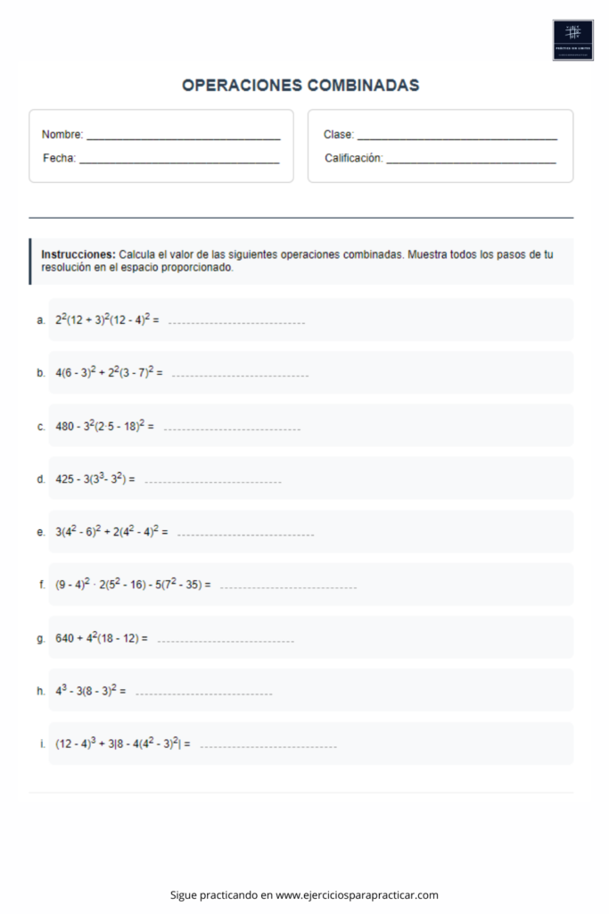 operaciones combinadas 1eso