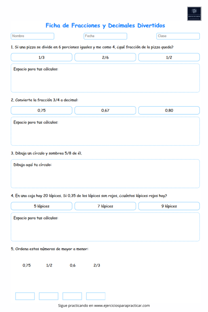 Fracciones y decimales problemas