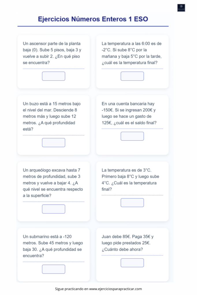 problemas números enteros 1 eso