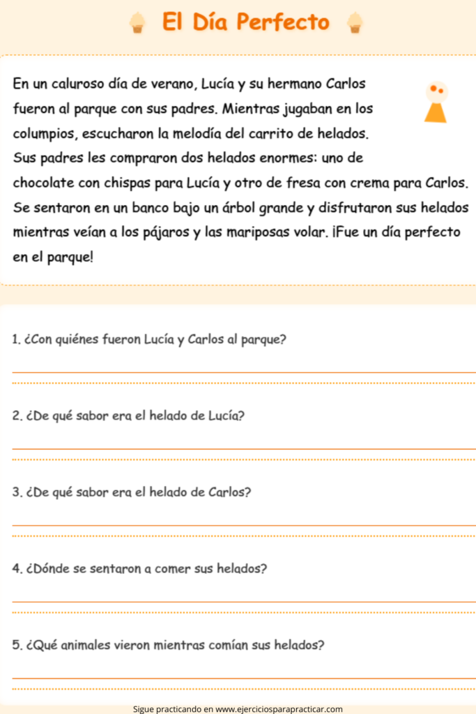 Comprensión lectora segundo de primaria