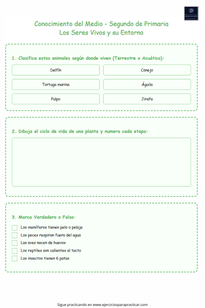 control y evaluación conocimiento del medio 2 primaria
