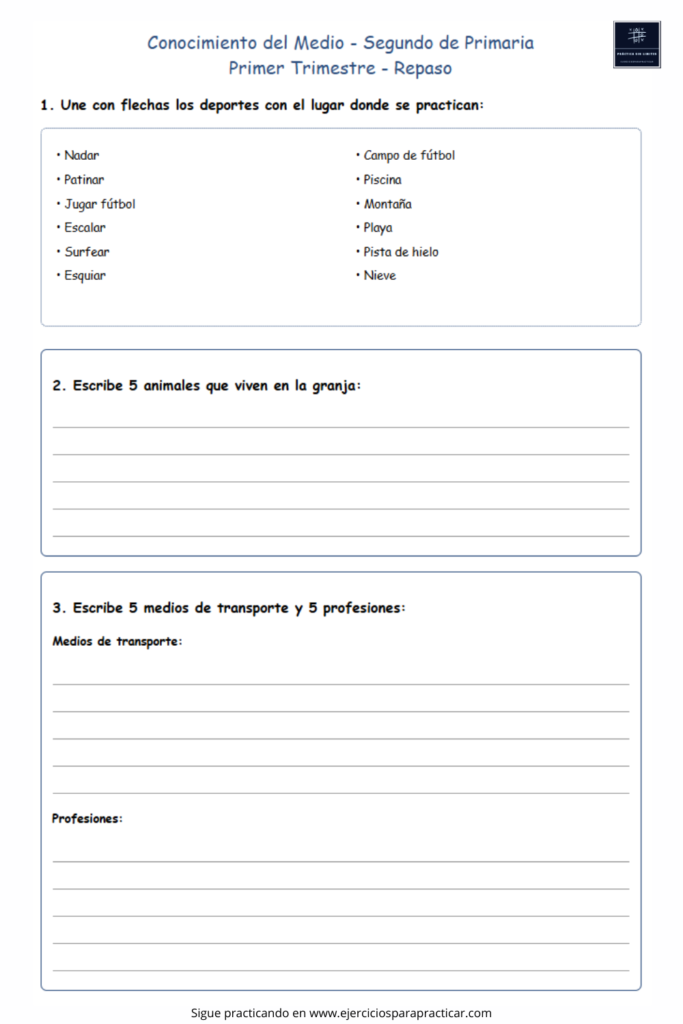 ejercicios conocimiento del medio 2 primaria