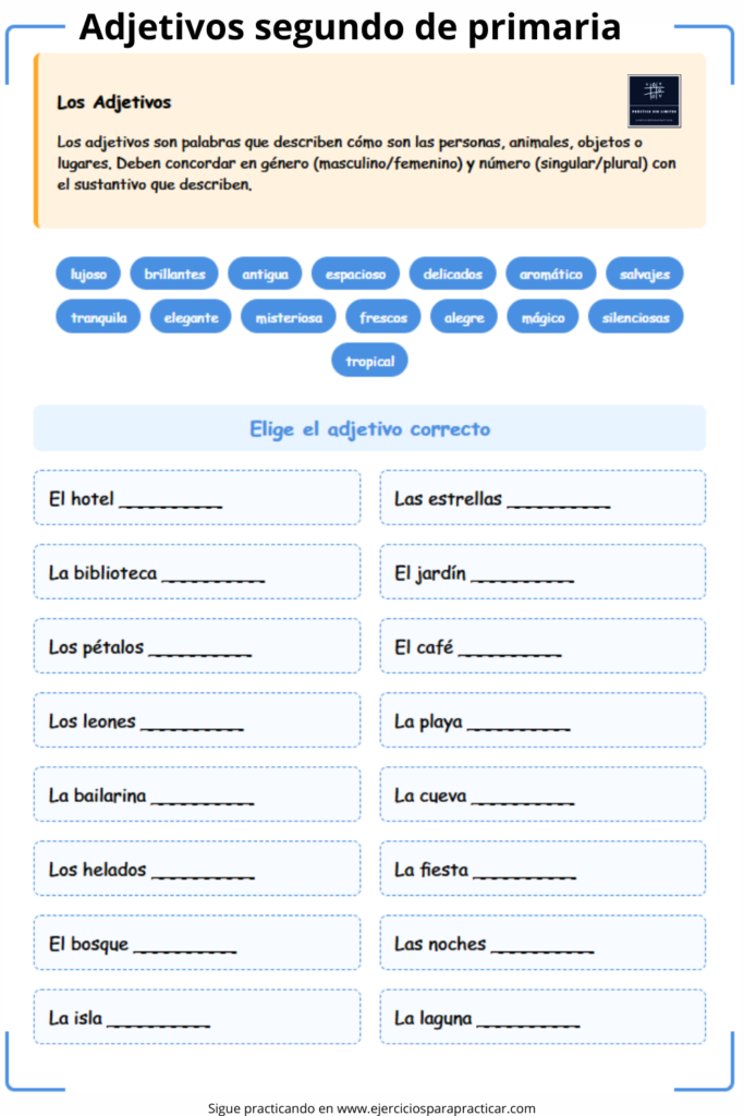 Adjetivos segundo de primaria