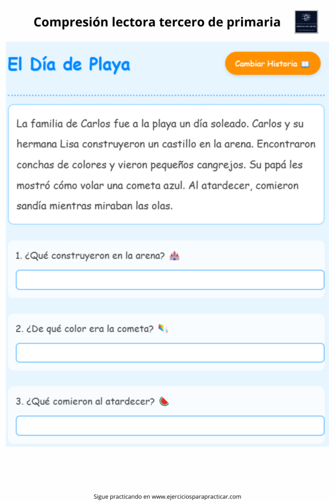comprensión lectora 3 primaria ejercicios​