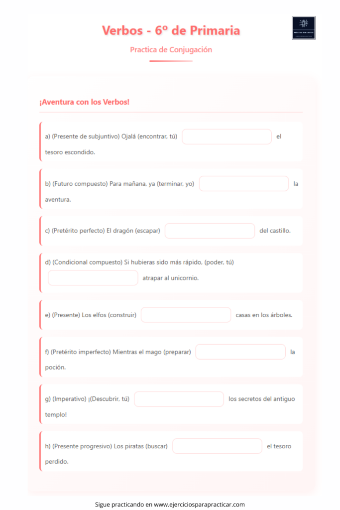 ejercicios de verbos 6 primaria pdf