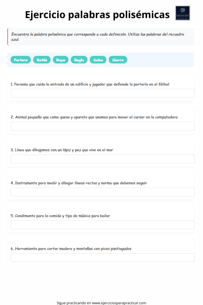 Ejercicios de Palabras polisémicas segundo de primaria