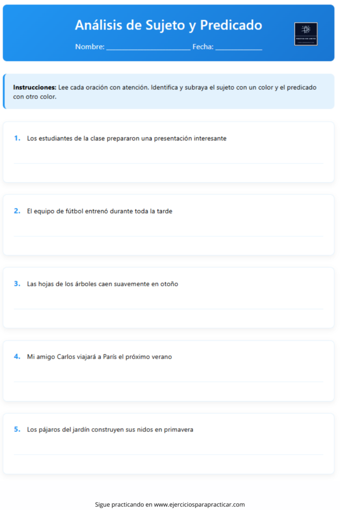 fichas sujeto y predicado 2 primaria