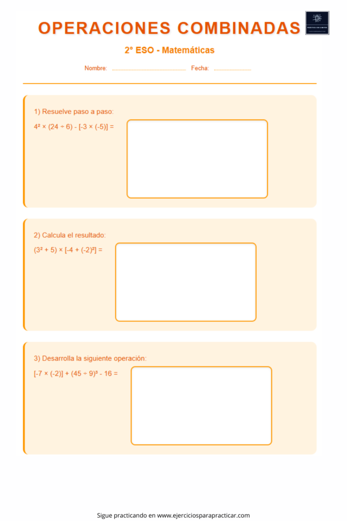 ejercicios operaciones combinadas 2 eso