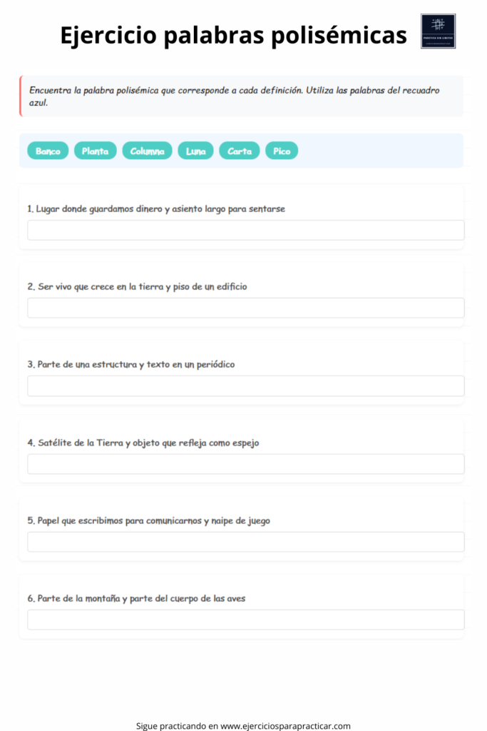 fichas palabras polisemicas 2 primaria
