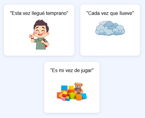 ejemplos de Vez